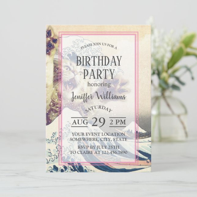 Giant Cat Wave - den Underbara vågen av Kanagawa Inbjudningar (Stående Fram)