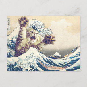 Giant Cat Wave - den Underbara vågen av Kanagawa Vykort