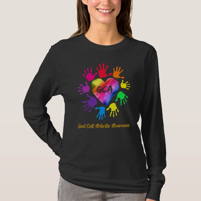 Giant Cell Arteritis Awareness Händer T Shirt (Framsida)