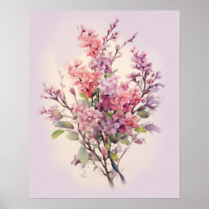 Giant Craps-myrtle bouquet Watercolor Poster