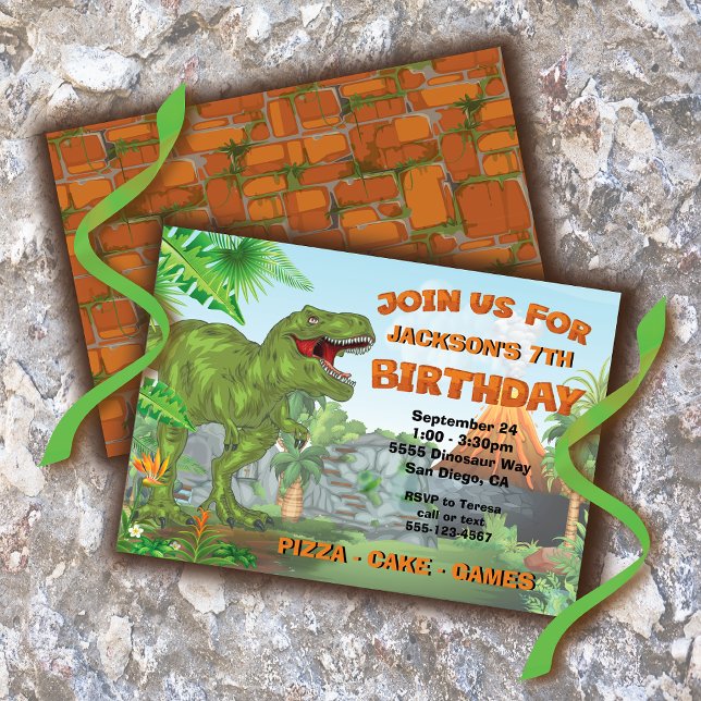 Giant Dinosaur Jungle Volcano Birthay Party Inbjudningar (Skapare uppladdad)
