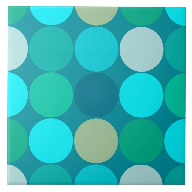 Giant Dots, Turcouise, Aqua & Beige, mitten av årh Kakelplatta (Framsidan)