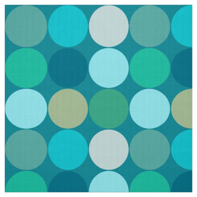 Giant Dots, Turcouise, Aqua & Beige, mitten av årh Tyg (Provkarta)