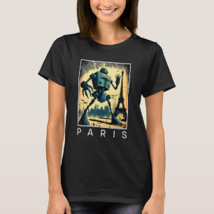 Giant Evil Robot Attacking Paris Sci Fi T Shirt