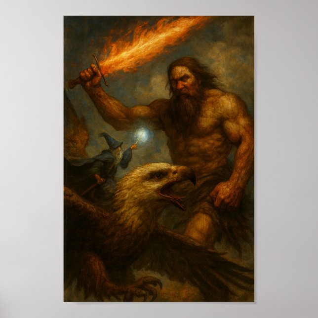 Giant fighting a Wizard Poster (Framsidan)