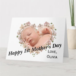 GIANT First Mors dag Baby Photo Heart Blommigt Kort