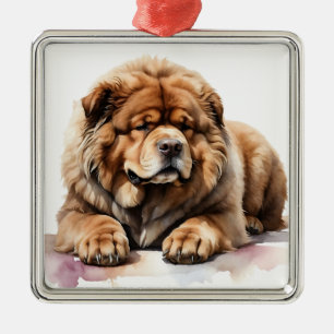GIANT FLUFFY TIBETAN MASTIFF HUND JULGRANSPRYDNAD METALL