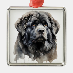 GIANT FLUFFY TIBETAN MASTIFF HUND JULGRANSPRYDNAD METALL