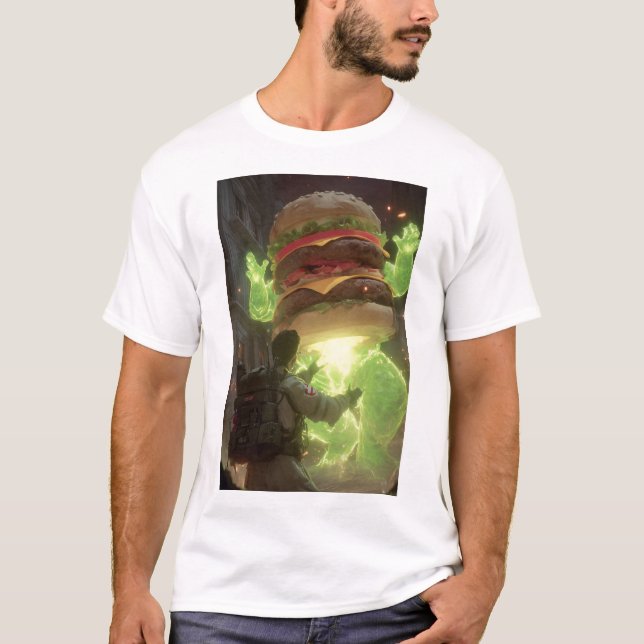 Giant Ghost Burger Attack T-Shirt - Rolig Paranorm (Framsida)