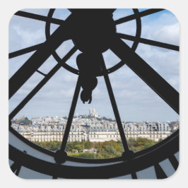 Giant glass-klocka vid Musée d'Orsay - Paris Fyrkantigt Klistermärke