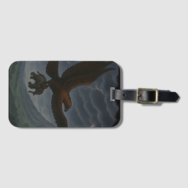 Giant Golden Eagle med Elephant Fantasy Art Bagagebricka (Framsida horisontal)