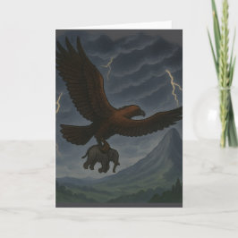 Giant Golden Eagle med Elephant Fantasy Art Kort