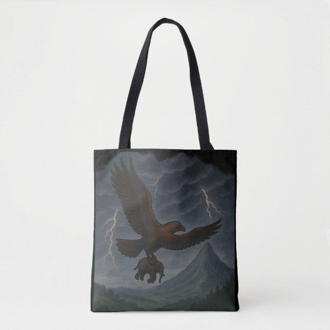 Giant Golden Eagle med Elephant Fantasy Art Tygkasse (Framsida)