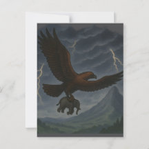 Giant Golden Eagle med Elephant Fantasy Art