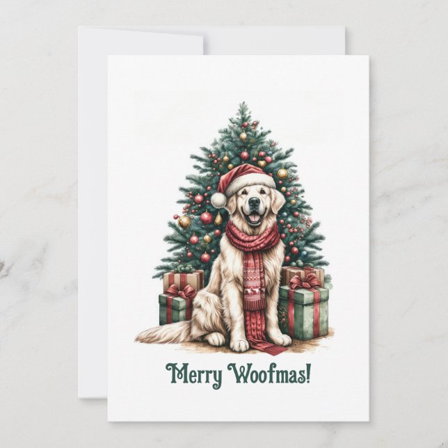Giant Golden Retriever jul Woofmas Hund Santa Julkort (Framsida)