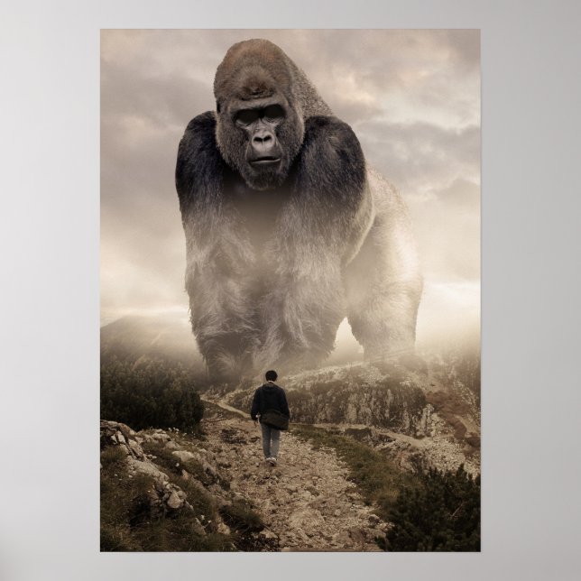 Giant Gorilla vs Man, Success Mindset Motivational Poster (Framsidan)