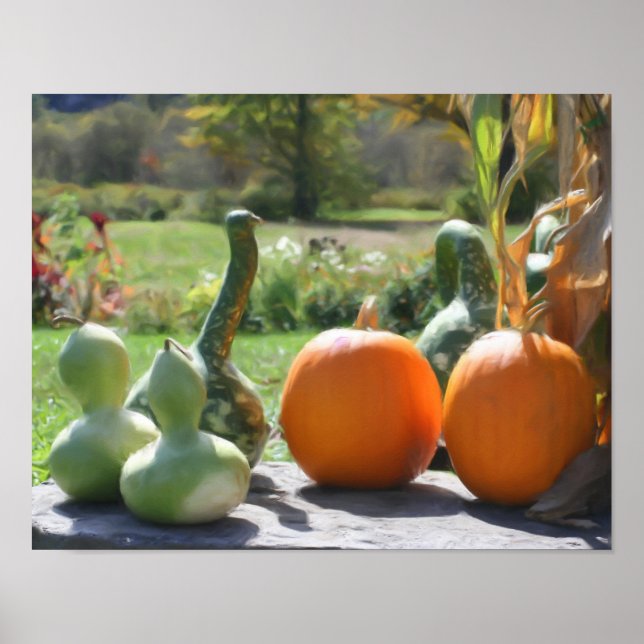Giant Gourds Pumpkins Photo Painting Poster (Framsidan)