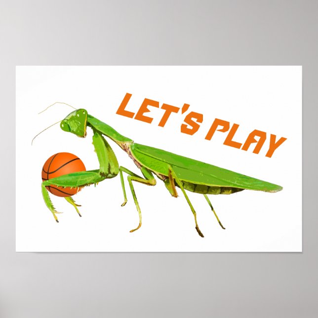 Giant Grönt Praying Mantis Basketball Poster (Framsidan)