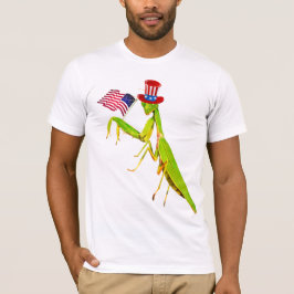 Giant Grönt Praying Mantis Patriotic T Shirt