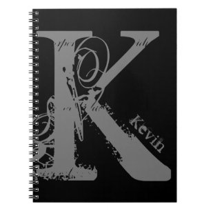 Giant Grunge Alphabet Brev K med Namn Anteckningsbok