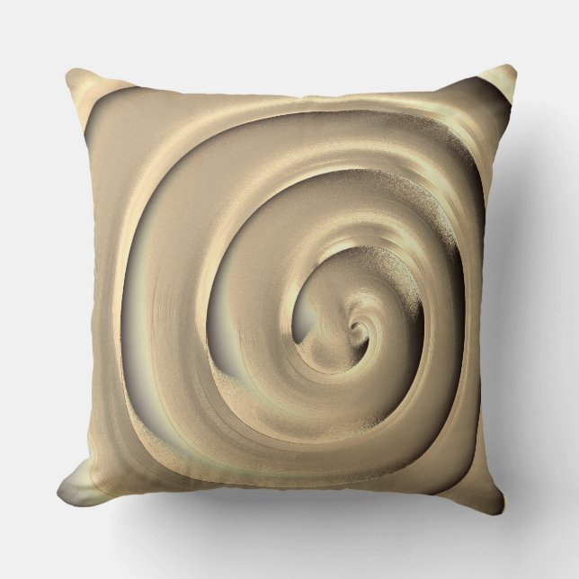 Giant "guld" spiral över svart bakgrund kudde (Framsida)