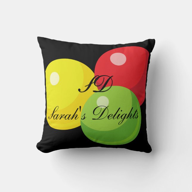Giant Gumball, Black, Dekorativ kudde, 16" x 16" Kudde (Framsida)