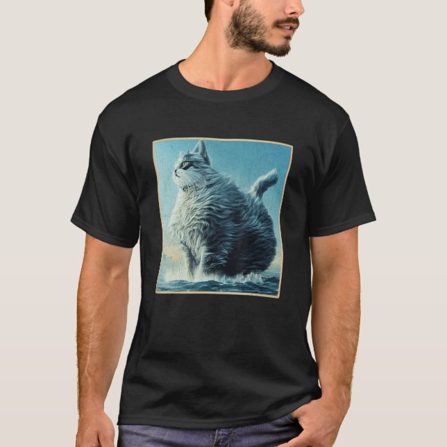 Giant House Cat Stigning från Sea Fantasy Coloss T Shirt (Framsida)