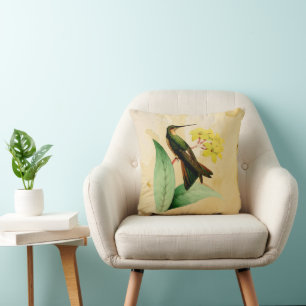 Giant Hummingbird Gult Watercolor Dekorativ kudde