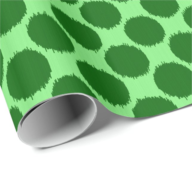 Giant Ikat Dots, kalk och emerald grönt Presentpapper (Rullad Hörn)