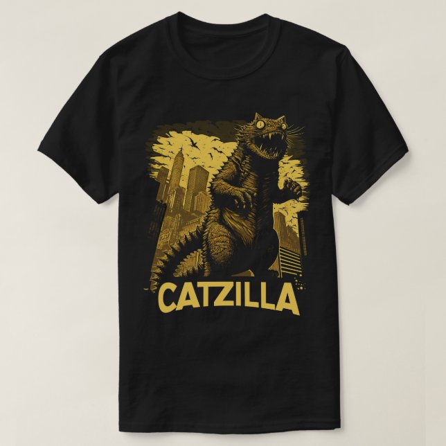 Giant Kaiju Cat Monster Catzilla T Shirt (Design framsida)