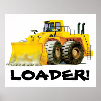 Giant Kids Gult Digger Construction Lastbil Poster