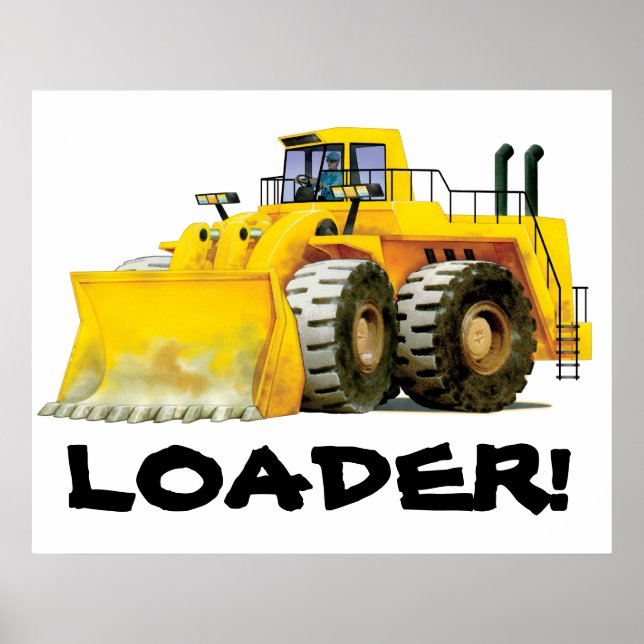 Giant Kids Gult Digger Construction Lastbil Poster (Framsidan)