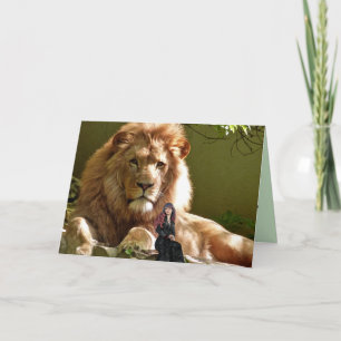 GIANT LEJONT OCH LITTLE DAM BIRTHDAY FANTASY-KORT KORT