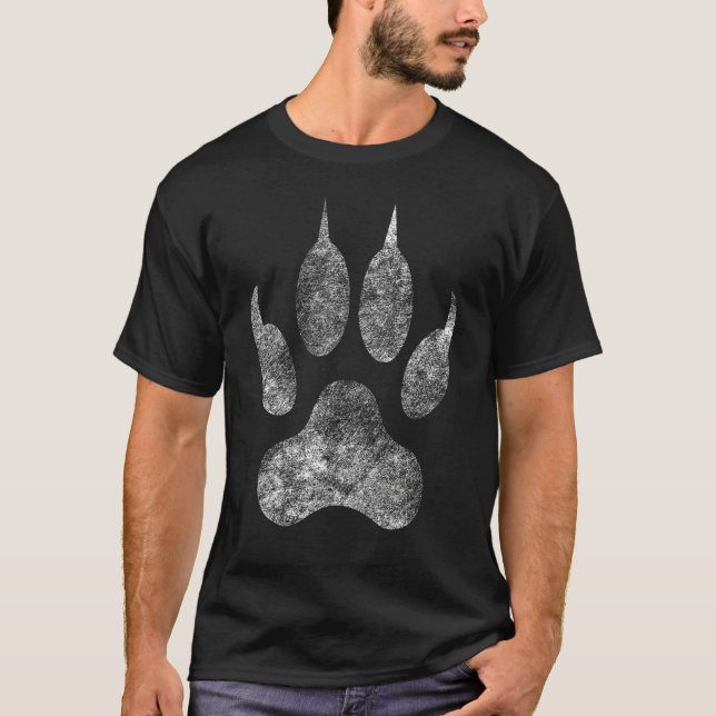 Giant Lion Paw Footprint T Shirt (Framsida)