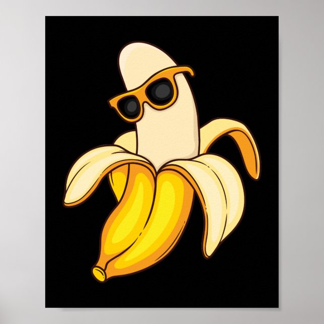 Giant Long Gult Banana Wearing Summer Sunglasses Poster (Framsidan)