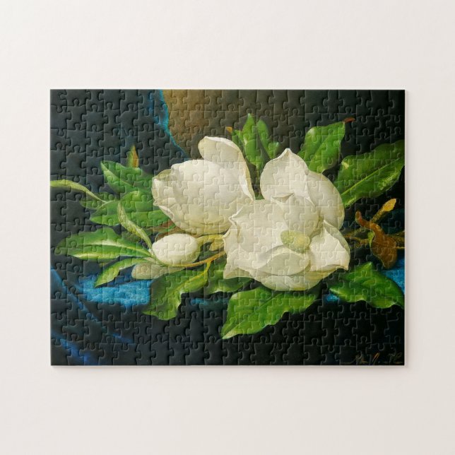 Giant Magnolia på Blue Velvet Flowers Heade Puzzle Pussel (Horisontell)