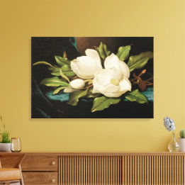 Giant Magnolias on a Blue Velvet Trasa av MJ Heade Canvastryck
