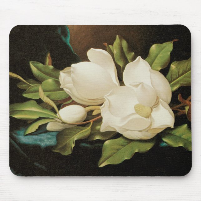 Giant Magnolias on a Blue Velvet Trasa av MJ Heade Musmatta (Framsidan)