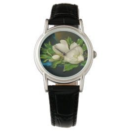 Giant Magnolias on a Blue Velvet Trasa (Heade) Armbandsur