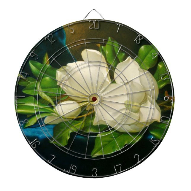 Giant Magnolias on a Blue Velvet Trasa (Heade) Darttavla (Framsidan)