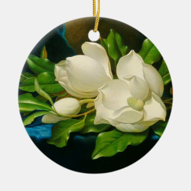 Giant Magnolias on a Blue Velvet Trasa (Heade) Julgransprydnad Keramik (Framsidan)