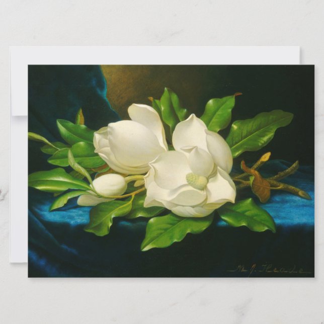 Giant Magnolias on a Blue Velvet Trasa (Heade) Kort (Framsida)