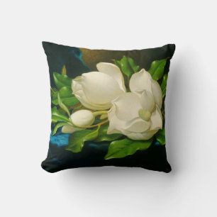 Giant Magnolias on a Blue Velvet Trasa (Heade) Kudde