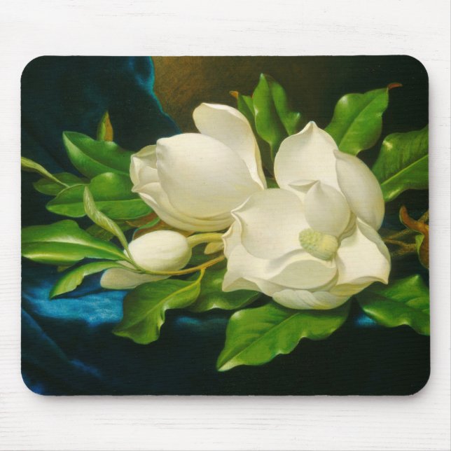 Giant Magnolias on a Blue Velvet Trasa (Heade) Musmatta (Framsidan)