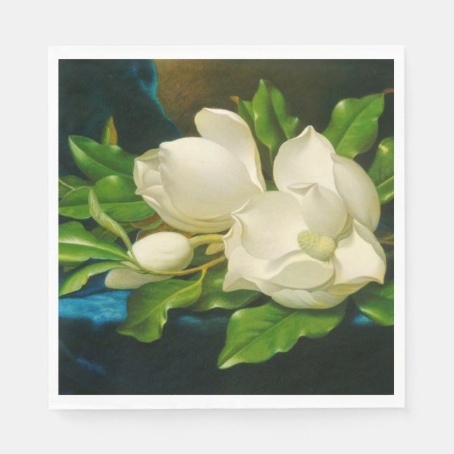 Giant Magnolias on a Blue Velvet Trasa (Heade) Pappersservett (Framsidan)
