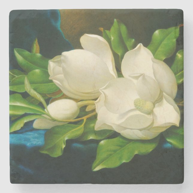 Giant Magnolias on a Blue Velvet Trasa (Heade) Stenunderlägg (Framsidan)