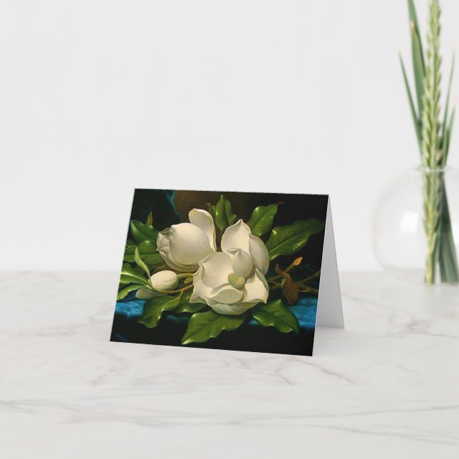 Giant Magnolias på ett Blue Velvet Trasa Note-kort Kort (Framsida)