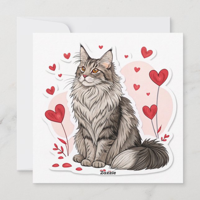 Giant Maine Coon Valentines dagskort Julkort (Baksida)