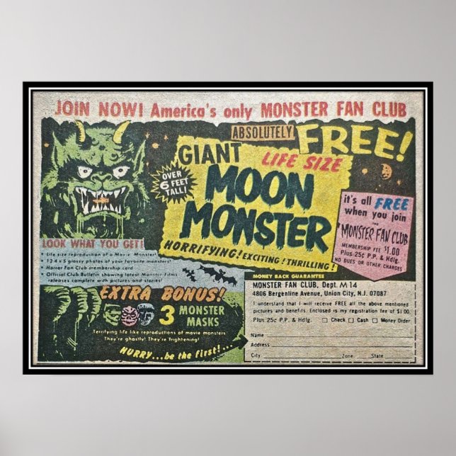 Giant Måne Monster Ad Poster (Framsidan)