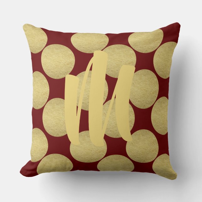 Giant Monogram Guld Polka dots Kudde (Framsida)